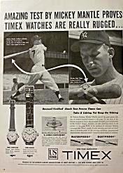 Vintage Timex Ad featuring Mickey Mantle