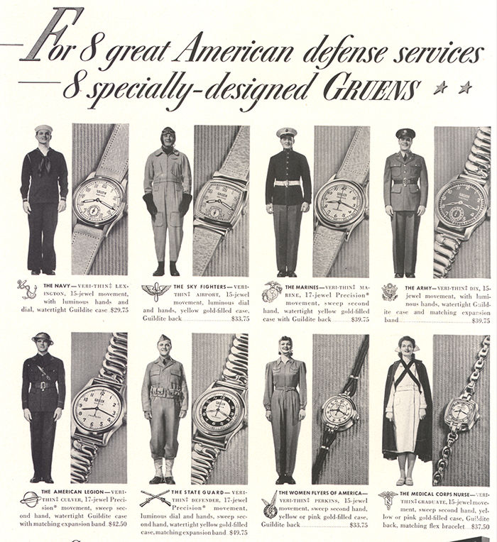 700px x 764px - WWII Vintage Military Gruen Watch Ads â€“